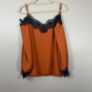 Spaghetti strap lace blouse top